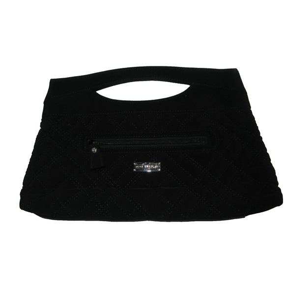 Vera Bradley Black Microfiber Quilted Clutch Bag, Front and Inside Pockets - Picture 1 of 8